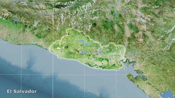 Територія Сальвадору Супутниковій Карті Стереографічній Проекції Основна Композиція — стокове фото