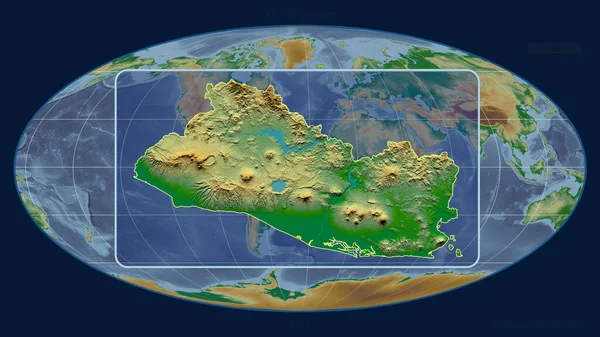 Přiblížený Pohled Salvador Perspektivními Liniemi Proti Globální Mapě Mollweidově Projekci — Stock fotografie