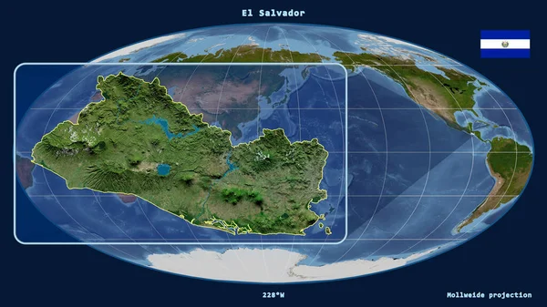 Vergrößerte Ansicht Von Salvador Mit Perspektivischen Linien Gegen Eine Weltkarte — Stockfoto