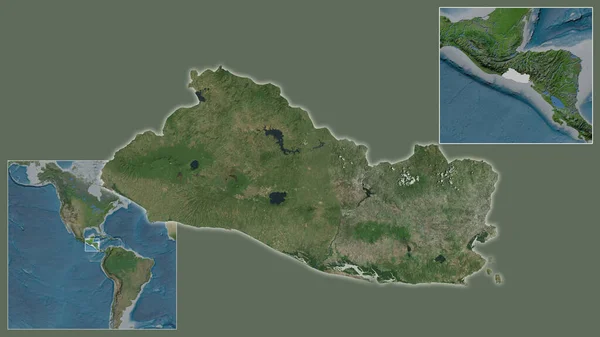 Крупный План Сальвадора Расположение Регионе Центре Крупномасштабной Карты Мира Спутниковые — стоковое фото