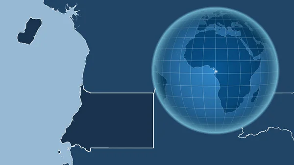 Guinea Ecuatorial Globo Con Forma Del País Contra Mapa Ampliado — Foto de Stock