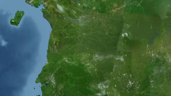 Equatorial Guinea. Close-up perspective of the country - no outline. satellite imagery