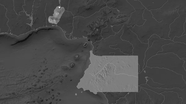 Highlighted Area Equatorial Guinea Capital Point Desaturated Map Its Neighbourhood — Stock Photo, Image