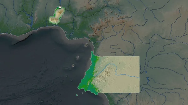 Area Evidenziata Della Guinea Equatoriale Con Punto Capitale Sulla Mappa — Foto Stock