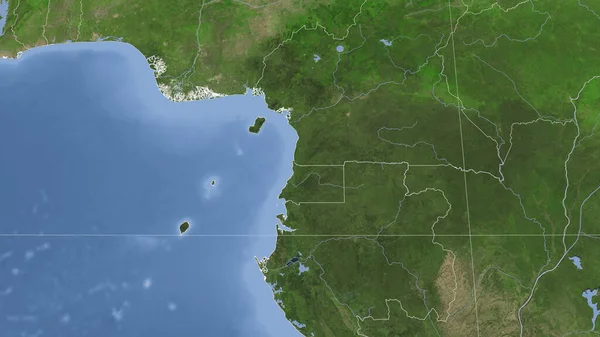 Equatorial Guinea Its Neighborhood Distant Oblique Perspective Outline Satellite Imagery — Stock Photo, Image