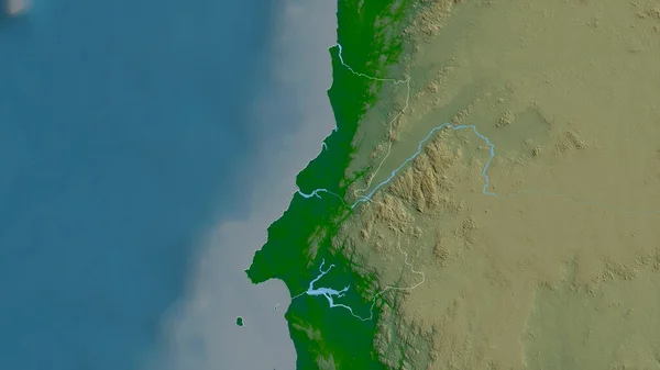Bokstavligt Talat Provinsen Ekvatorialguinea Färgade Skuggdata Med Sjöar Och Floder — Stockfoto