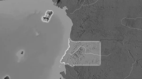Äquatorialguinea Auf Der Zweiebenen Höhenkarte Der Stereographischen Projektion Rohe Zusammensetzung — Stockfoto