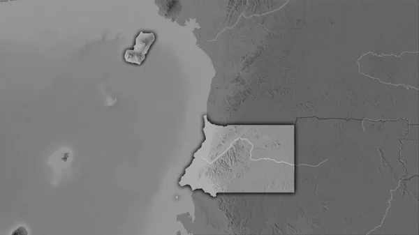 Rovníková Oblast Guineje Mapě Nadmořské Výšky Stupních Šedi Stereografické Projekci — Stock fotografie