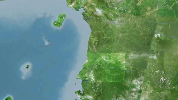 Guinea Ecuatorial Satélite Mapa Proyección Estereográfica Composición Cruda Las Capas — Foto de Stock