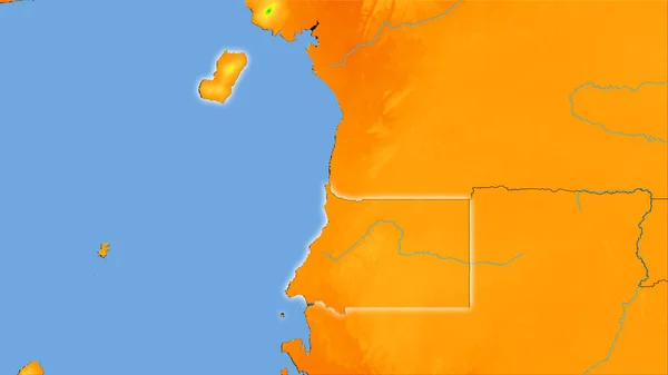 Área Guinea Ecuatorial Mapa Anual Temperatura Proyección Estereográfica Composición Cruda — Foto de Stock