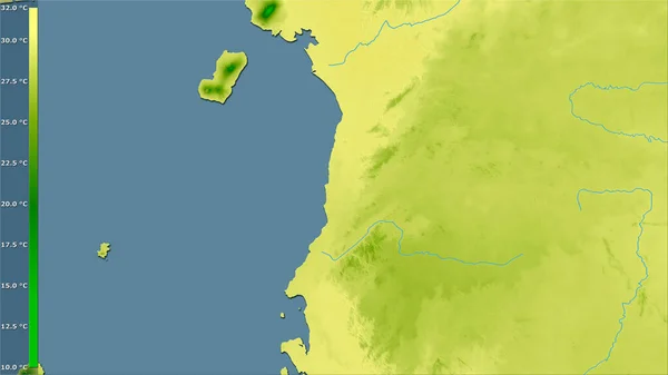 Maximale Temperatur Des Wärmsten Monats Gebiet Von Äquatorialguinea Der Stereographischen — Stockfoto