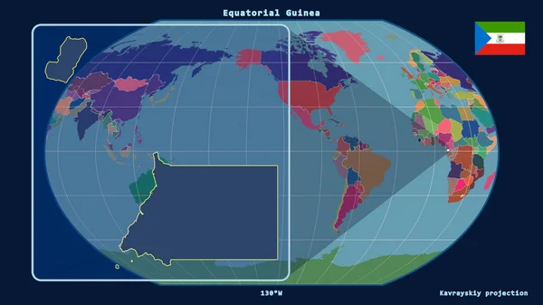 Vista Ampliada Del Contorno Guinea Ecuatorial Con Líneas Perspectiva Contra — Foto de Stock