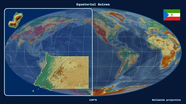 Vista Ampliada Guiné Equatorial Delinear Com Linhas Perspectiva Contra Mapa — Fotografia de Stock