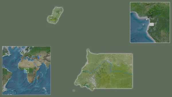 Primer Plano Guinea Ecuatorial Ubicación Región Centro Mapa Mundial Gran — Foto de Stock