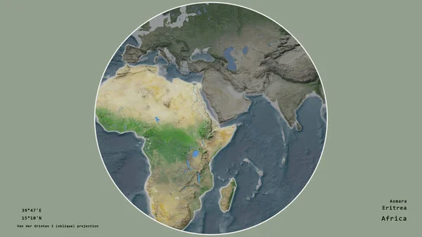 Área Eritrea Centró Círculo Que Rodea Continente Sobre Fondo Desaturado — Foto de Stock