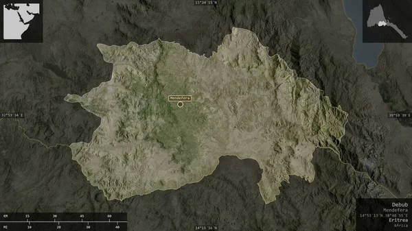 Debub Región Eritrea Imágenes Satélite Forma Presentada Contra Área País —  Fotos de Stock