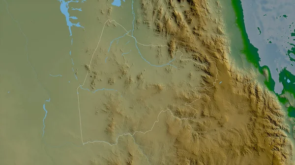 Gash Barka Region Eritrea Colored Shader Data Lakes Rivers Shape — Stock Photo, Image