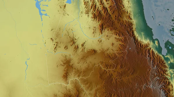 ガッシュ バルカ エリトリアの地域 湖や川と色の救済 形状は その国の領域に対して概説 3Dレンダリング — ストック写真