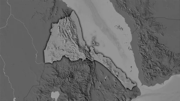 Área Eritreia Mapa Elevação Bilevel Projeção Estereográfica Composição Bruta Camadas — Fotografia de Stock