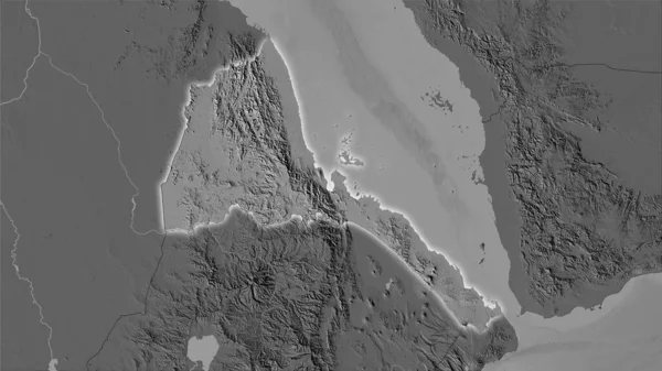 Área Eritrea Mapa Elevación Del Bilevel Proyección Estereográfica Composición Cruda — Foto de Stock