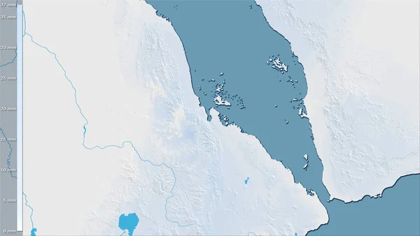Nederbörd Torraste Månaden Inom Eritrea Området Stereografisk Projektion Med Legend — Stockfoto