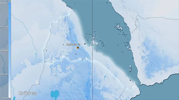 Neerslag Van Warmste Wijk Het Gebied Van Eritrea Stereografische Projectie — Stockfoto