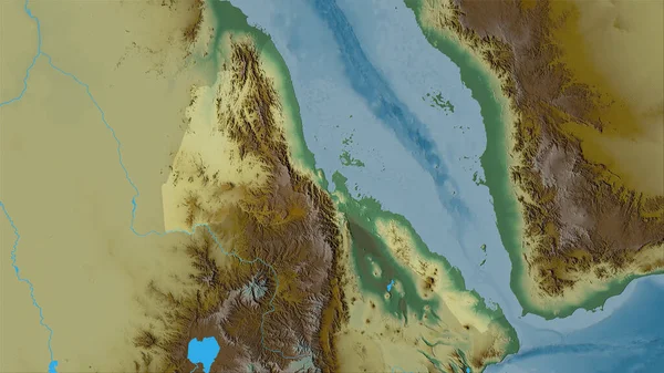 Stereografik Projeksiyondaki Topografik Yardım Haritasında Eritre Alanı Raster Katmanlarının Ham — Stok fotoğraf