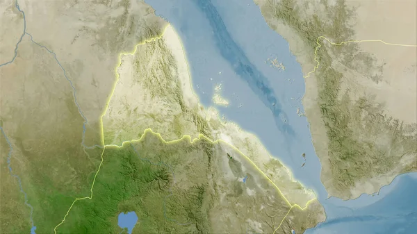 Eritrea Gebiet Auf Der Satelliten Karte Der Stereographischen Projektion Rohe — Stockfoto