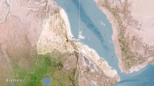 Площадь Эритреи Карте Спутника Стереографической Проекции Основная Композиция — стоковое фото