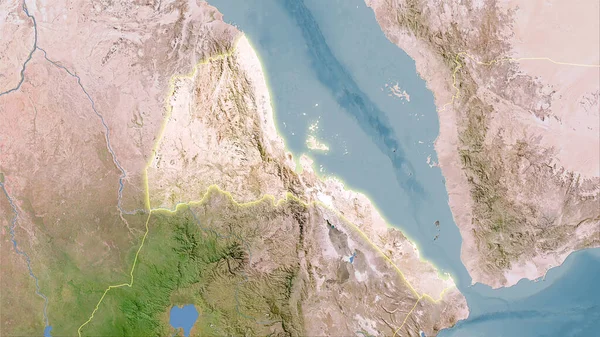 Área Eritrea Mapa Satélite Proyección Estereográfica Composición Cruda Capas Trama —  Fotos de Stock