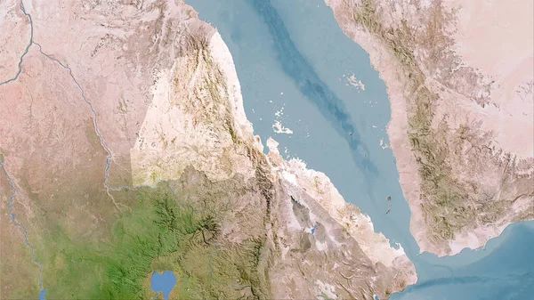 Obszar Erytrei Mapie Satelitarnej Projekcji Stereograficznej Surowy Skład Warstw Rastrowych — Zdjęcie stockowe