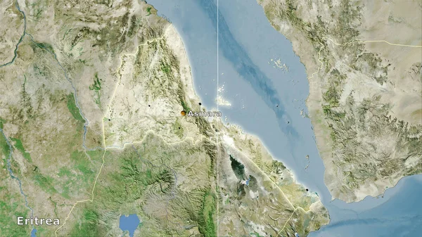 Obszar Erytrei Mapie Satelitarnej Projekcji Stereograficznej Kompozycja Główna — Zdjęcie stockowe