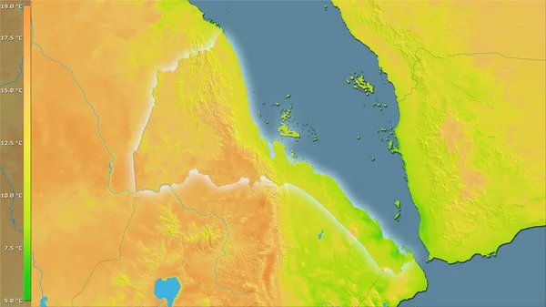 Variación Media Temperatura Diurna Dentro Del Área Eritrea Proyección Estereográfica — Foto de Stock