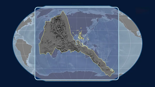 Vista Ampliada Del Contorno Eritrea Con Líneas Perspectiva Contra Mapa —  Fotos de Stock