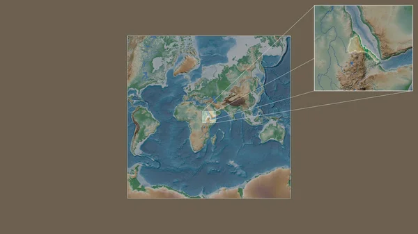 Rozszerzony Powiększony Obszar Erytrei Wydobyty Zakrojonej Szeroką Skalę Mapy Świata — Zdjęcie stockowe