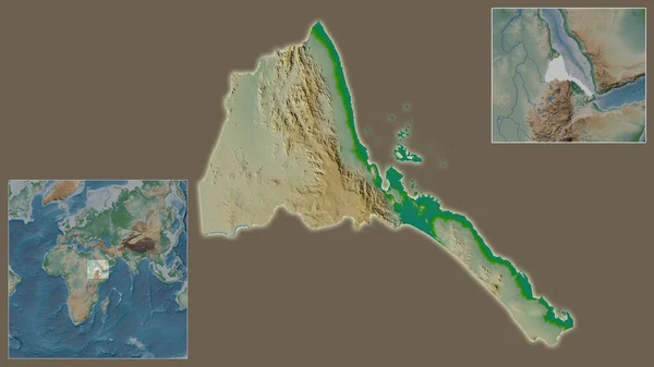 Primo Piano Dell Eritrea Sua Posizione Nella Regione Centro Una — Foto Stock