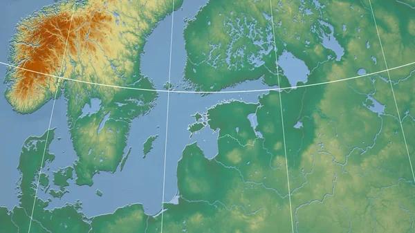 Estónia Bairro Perspectiva Distante Com Contorno País Mapa Topográfico Relevo — Fotografia de Stock