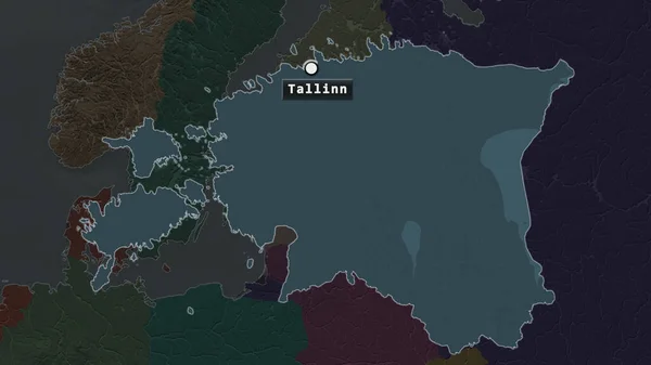 Estonya Nın Sermaye Noktası Semtinin Doyumsuz Haritasında Işaretlenmiş Bölgesi Dari — Stok fotoğraf