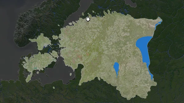 Zvýrazněná Oblast Estonska Hlavním Bodem Odvodněné Mapě Svého Sousedství Satelitní — Stock fotografie