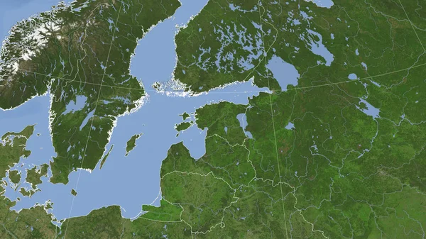 Estonia Its Neighborhood Distant Oblique Perspective Outline Satellite Imagery — Stock Photo, Image