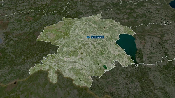 Viljandi Comté Estonie Zoomé Surligné Avec Capitale Imagerie Satellite Rendu — Photo