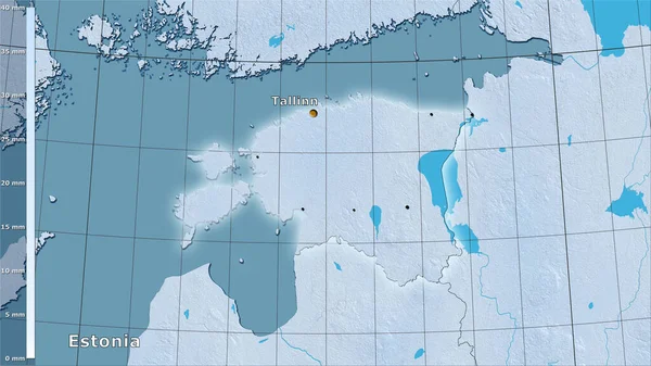 Neerslag Van Droogste Maand Estland Stereografische Projectie Met Legende Hoofdcompositie — Stockfoto
