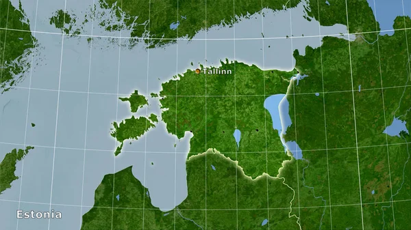 Estland Gebiet Auf Der Satelliten Karte Der Stereographischen Projektion Hauptkomposition — Stockfoto