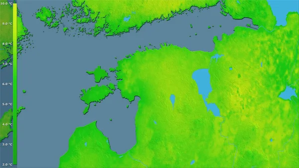 Variação Média Temperatura Diurna Dentro Área Estônia Projeção Estereográfica Com — Fotografia de Stock