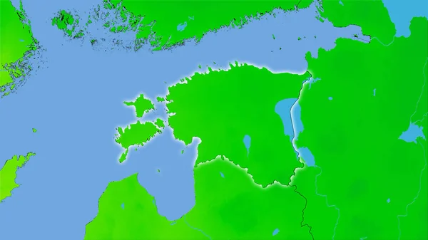 Περιοχή Της Εσθονίας Στον Ετήσιο Χάρτη Θερμοκρασίας Στην Στερεογραφική Προβολή — Φωτογραφία Αρχείου