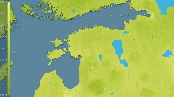 Średnia Temperatura Najcieplejszego Kwartału Estonii Projekcji Stereograficznej Legendą Surowa Kompozycja — Zdjęcie stockowe