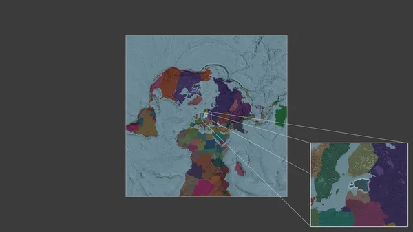Rozszerzony Powiększony Obszar Estonii Wydobyty Mapy Świata Dużą Skalę Wiodącymi — Zdjęcie stockowe