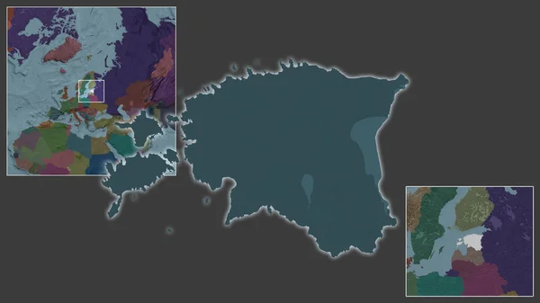 Närbild Estland Och Dess Läge Regionen Och Centrum Storskalig Världskarta — Stockfoto