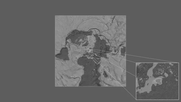 Área Expandida Ampliada Estônia Extraída Mapa Larga Escala Mundo Com — Fotografia de Stock