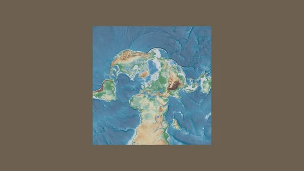 Quadro Quadrado Mapa Grande Escala Mundo Numa Projeção Oblíqua Van — Fotografia de Stock